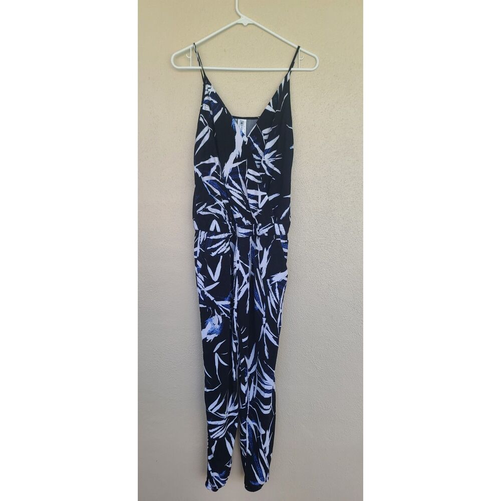 Fabletics Elaine Jumpsuit Black/Blue Tropical La Palma Print Size S